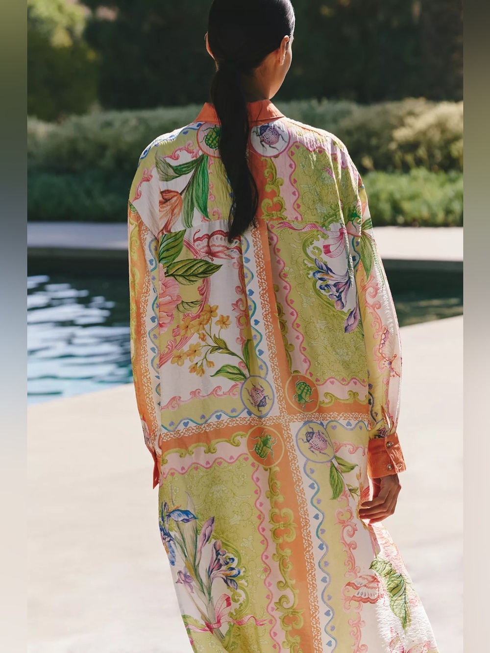 Celandine Long-Sleeve Sheer Maxi Shirt Dress Anthropologie Spring Summer Print 🐞 - Picture 8 of 8